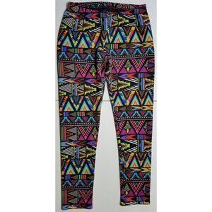 Faux Fur Lined Just Cozy Aztec Southwestern Print Leggings Women's Plus One Size